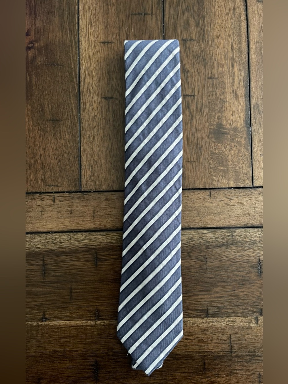 Massimo Dutti Navy and White Diagonal Stripe Tie
